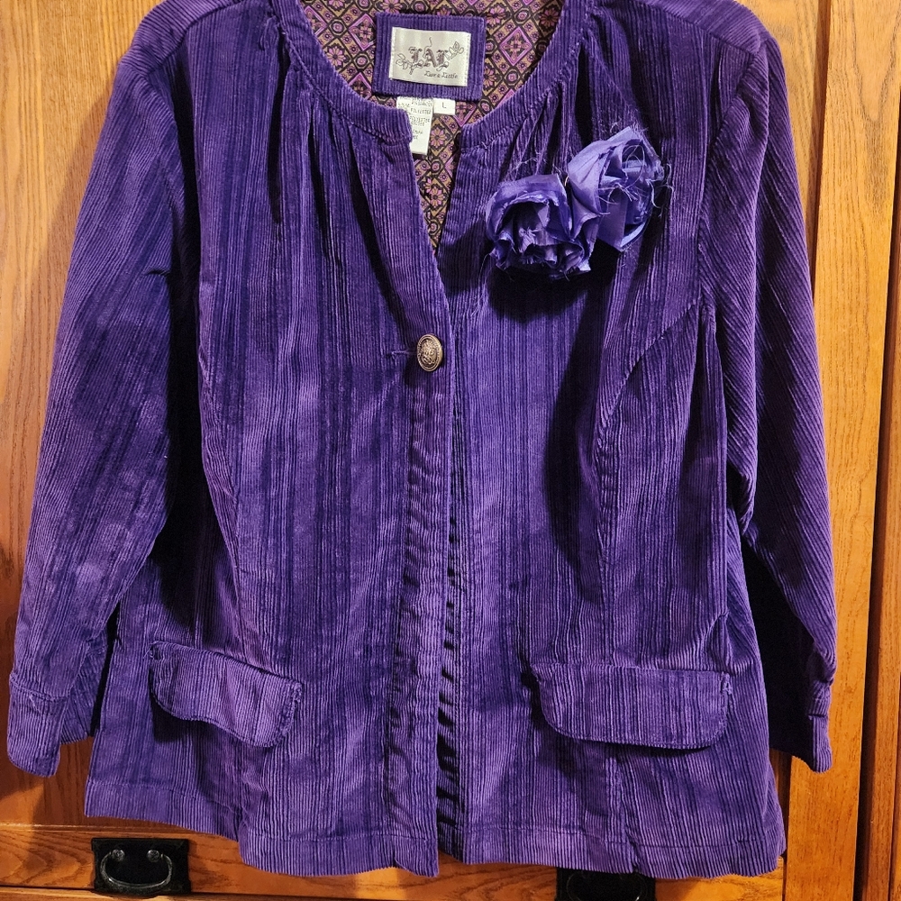 Live a Little Purple Corduroy Jacket Women's size large